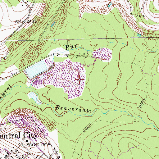 Topographic Map of Central City Quarry, PA