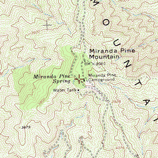 Topographic Map of Miranda Pine Campground, CA