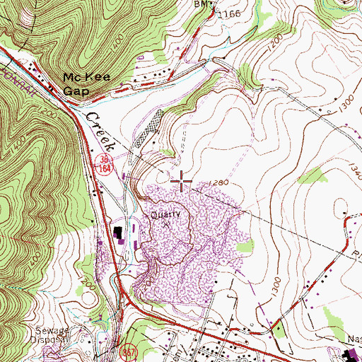 Topographic Map of Roaring Spring Quarry, PA