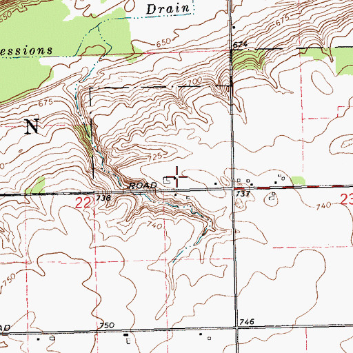 Topographic Map of Fitzpatrick Farms, MI