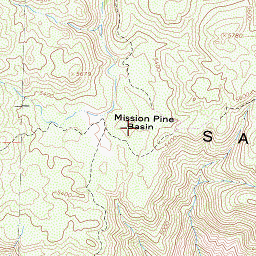 Topographic Map of Mission Pine Basin, CA