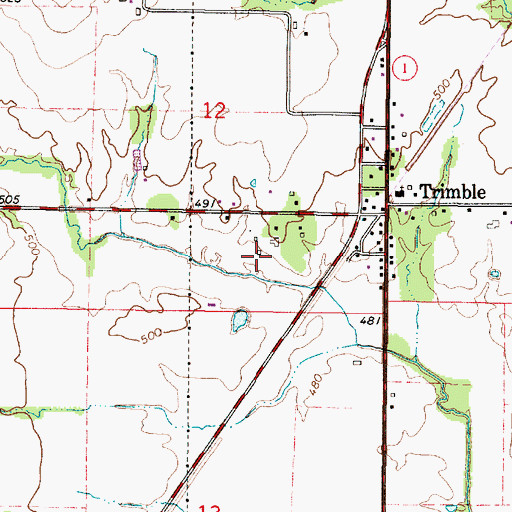 Topographic Map of Trimble Farms, IL