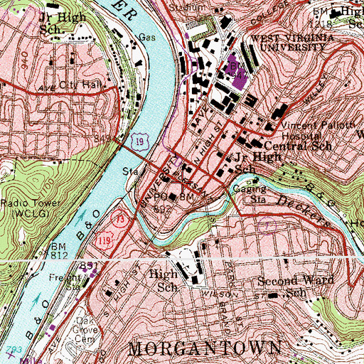 Topographic Map of Warner Theater, WV