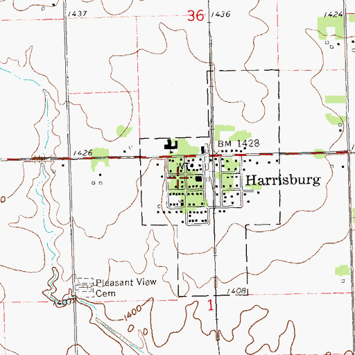 Topographic Map of Harrisburg City Hall, SD
