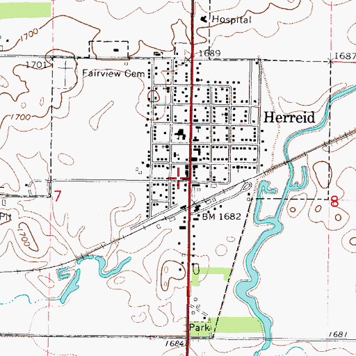 Topographic Map of Herreid City Hall, SD