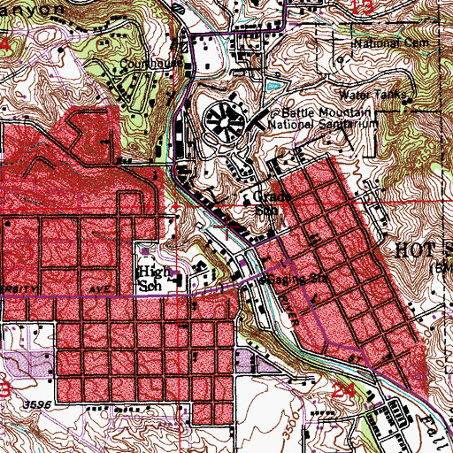 Topographic Map of Hot Springs City Hall, SD