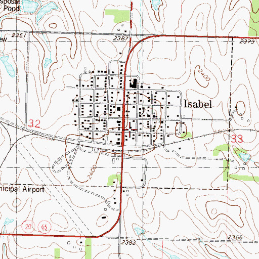 Topographic Map of Isabel City Hall, SD