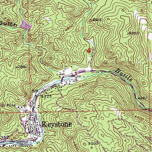 Topographic Map of Keystone City Hall, SD