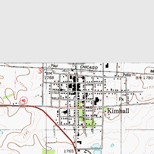 Topographic Map of Kimball City Hall, SD