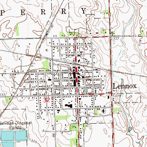 Topographic Map of Lennox City Hall, SD