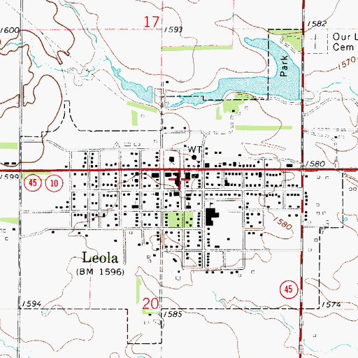Topographic Map of Leola Municipal Building, SD