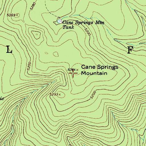 Topographic Map of Cane Springs Mountain, AZ