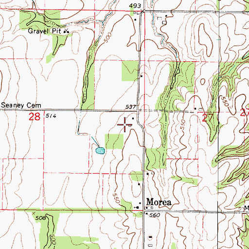 Topographic Map of Miller Farms, IL