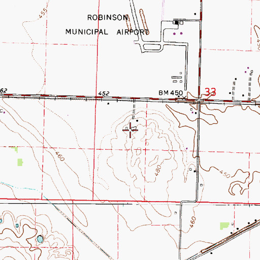 Topographic Map of Mefford Farms, IL