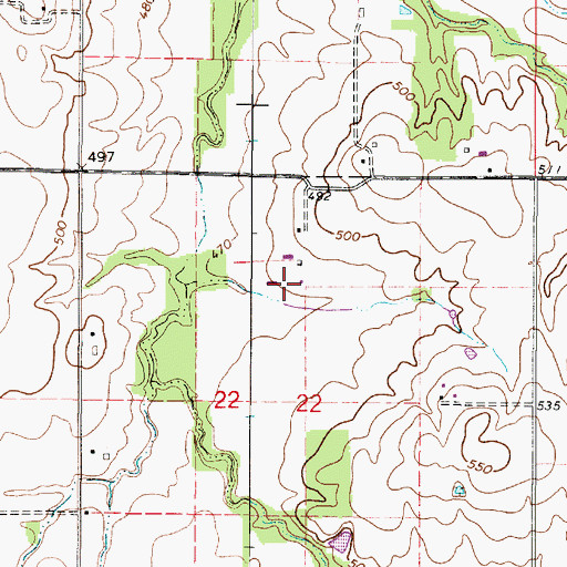 Topographic Map of Ryan Farms, IL