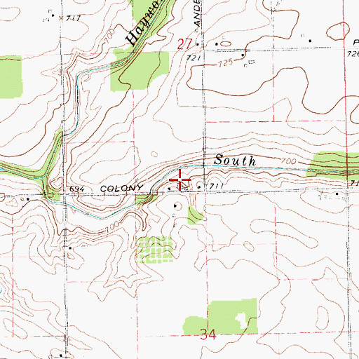 Topographic Map of Evergreen Dairy, MI