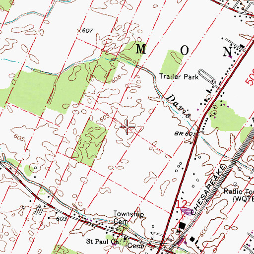 Topographic Map of Denniston Quarry, MI