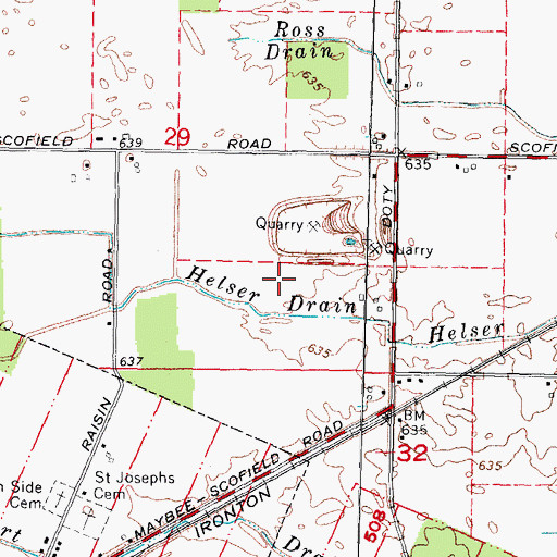 Topographic Map of Maybee Quarry, MI
