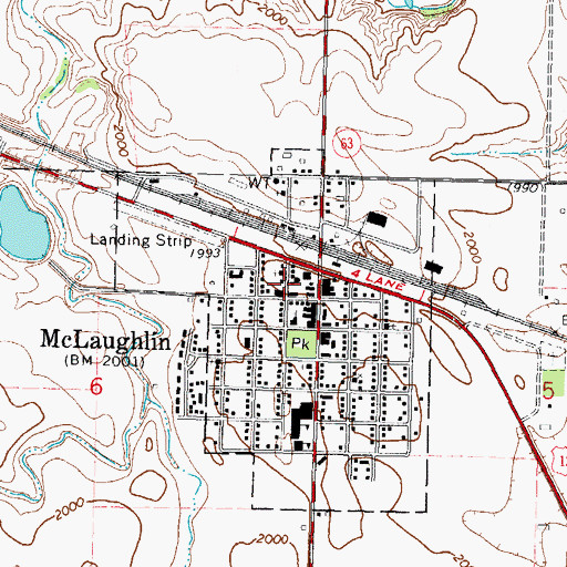 Topographic Map of McLaughlin City Hall, SD