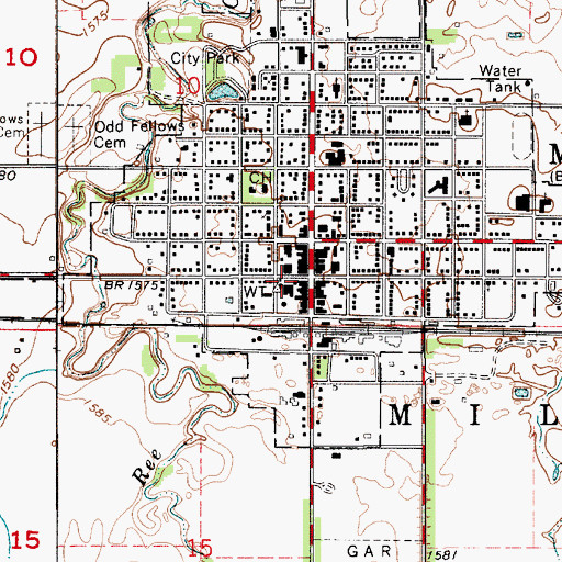 Topographic Map of Miller City Hall, SD