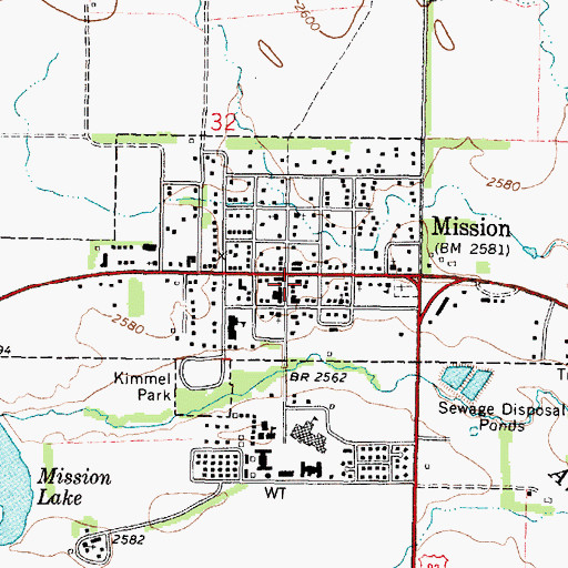 Topographic Map of Mission City Office, SD