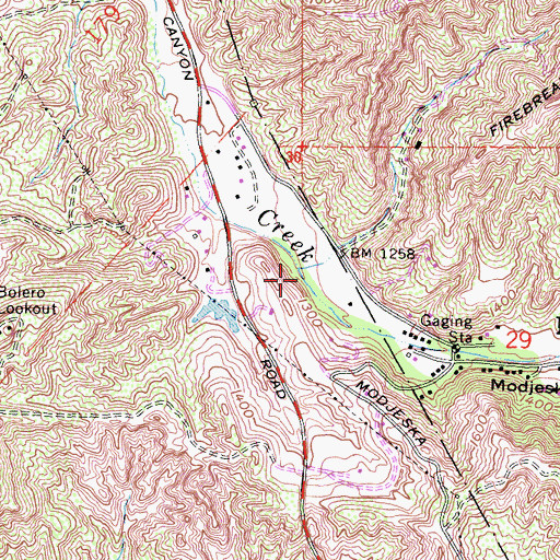 Topographic Map of Modjeska Canyon, CA