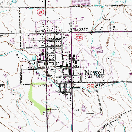 Topographic Map of Newell City Hall, SD
