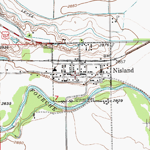 Topographic Map of Nisland City Hall, SD