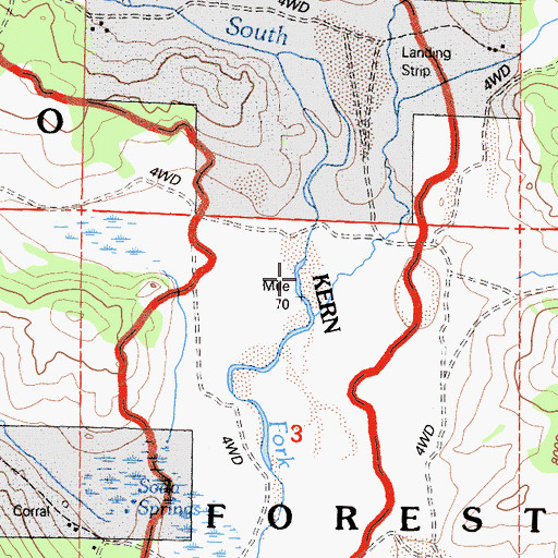 Topographic Map of Monache Creek, CA