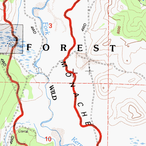 Topographic Map of Monache Meadow, CA
