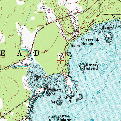 Topographic Map of Ginns Point Cemetery, ME