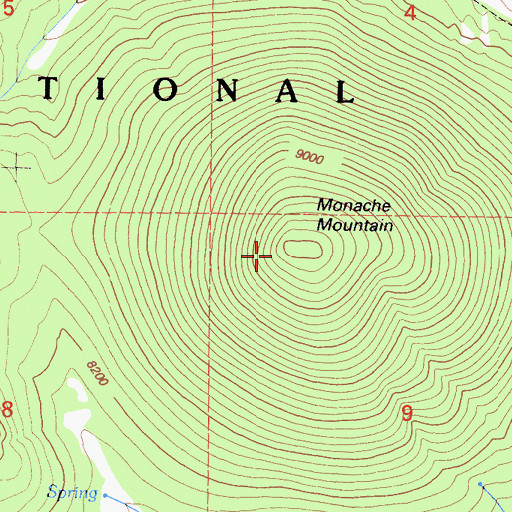 Topographic Map of Monache Mountain, CA