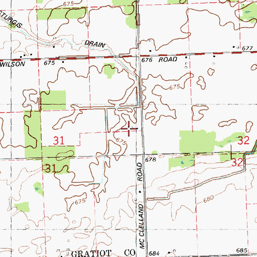 Topographic Map of Kridner Farms, MI