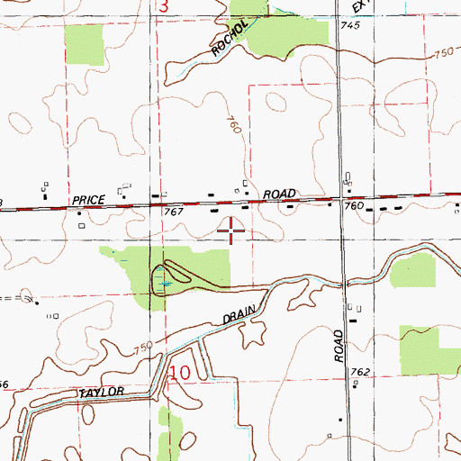 Topographic Map of Platte Farms, MI