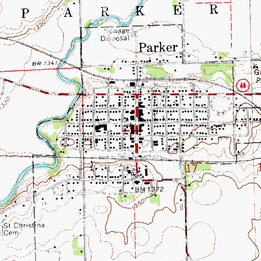 Topographic Map of Parker City Office, SD