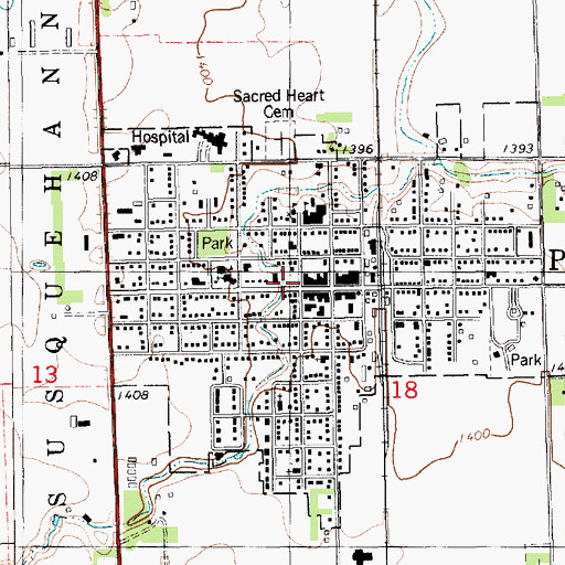 Topographic Map of Parkston City Hall, SD