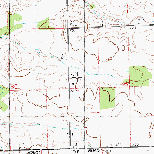 Topographic Map of Nurenberg Farms, MI