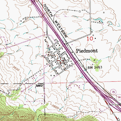 Topographic Map of Piedmont City Hall, SD