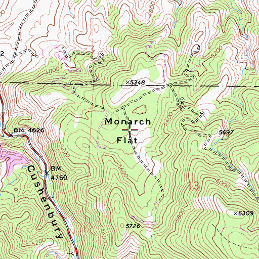 Topographic Map of Monarch Flat, CA