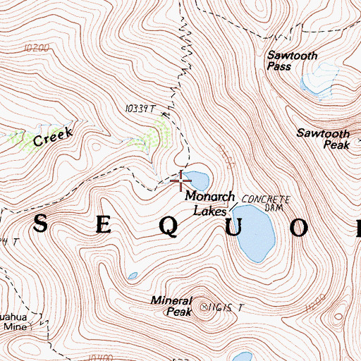 Topographic Map of Monarch Lakes, CA