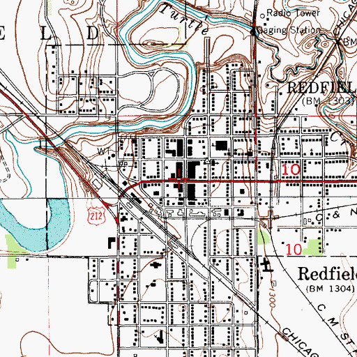 Topographic Map of Redfield City Hall, SD