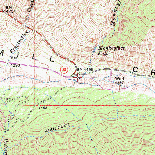 Topographic Map of Monkeyface Creek, CA