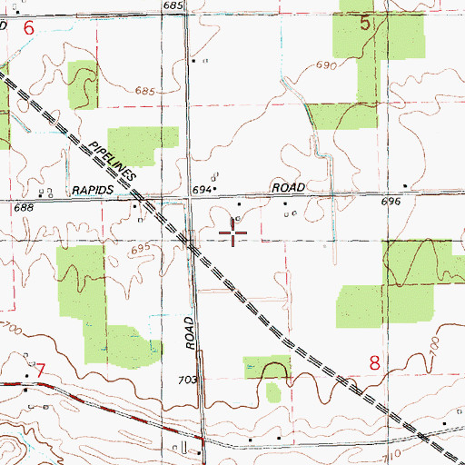 Topographic Map of Wadell Farms, MI