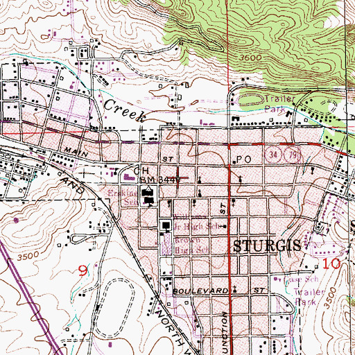 Topographic Map of Sturgis City Hall, SD