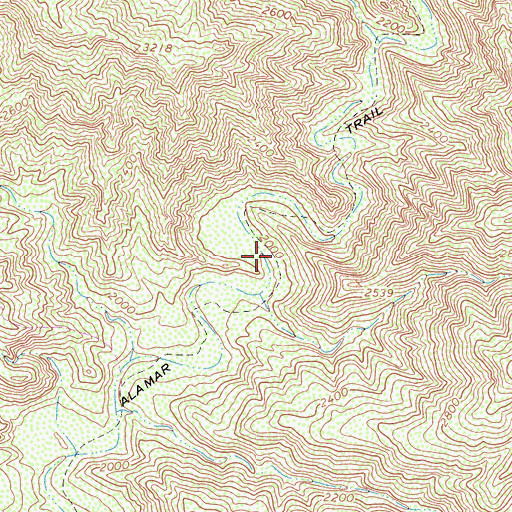 Topographic Map of Mono Alamar Trail, CA