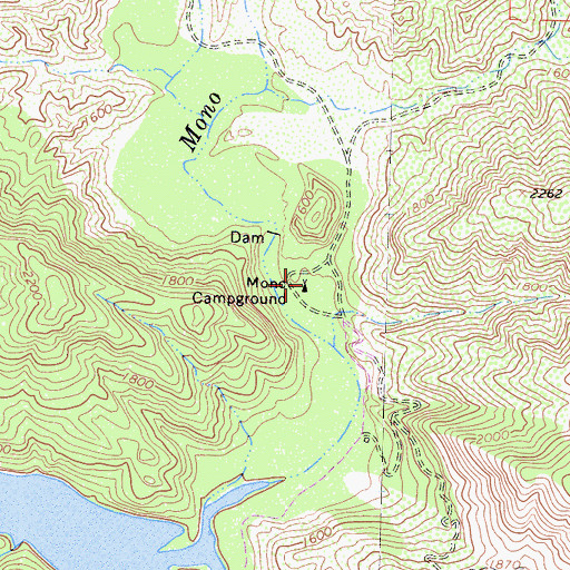 Topographic Map of Mono Campground, CA