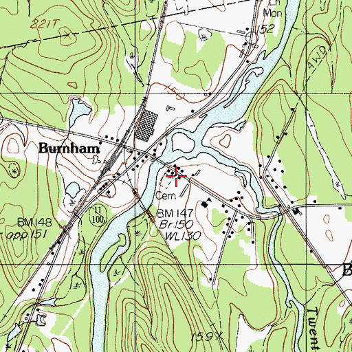 Topographic Map of Village Cemetery, ME