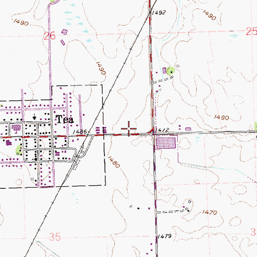 Topographic Map of Tea City Hall, SD