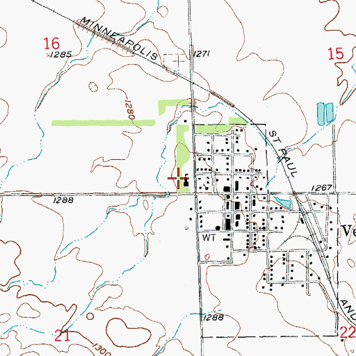 Topographic Map of Veblen City Hall, SD