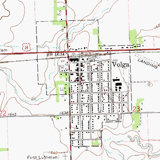 Topographic Map of Volga City Hall, SD
